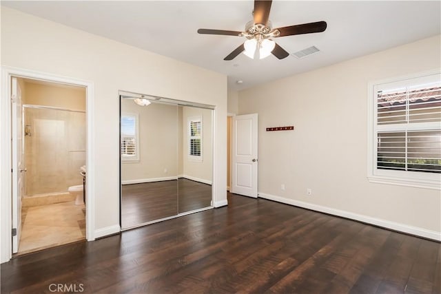 44557 Howell Mountain St, Temecula, CA 92592 - unfurnished bedroom featuring baseboards, a closet, wood finished floors, and visible vents