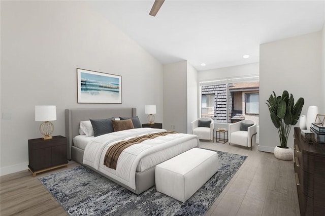 5461 Newcastle Ave Unit 14, Encino, CA 91316 - bedroom with a ceiling fan, wood finished floors, and baseboards