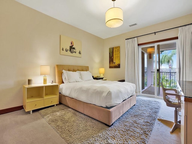 508 Lantern Crest Dr, Redlands, CA 92373 - carpeted bedroom with baseboards, access to outside, and visible vents
