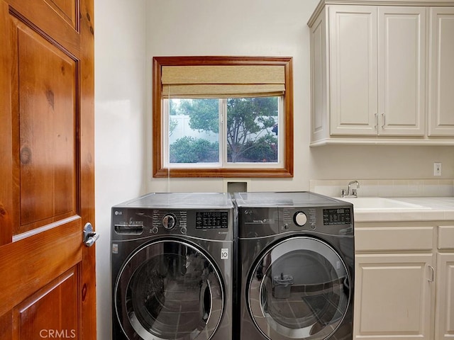 508 Lantern Crest Dr, Redlands, CA 92373 - laundry area featuring separate washer and dryer and cabinet space