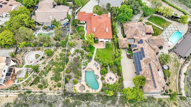 508 Lantern Crest Dr, Redlands, CA 92373 - aerial overview of property's location featuring a pool and nearby suburban area