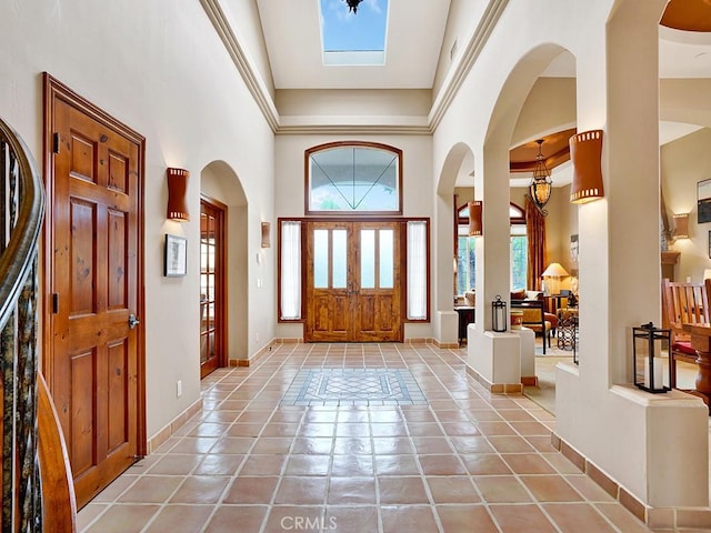 508 Lantern Crest Dr, Redlands, CA 92373 - foyer entrance with a high ceiling and light tile patterned flooring