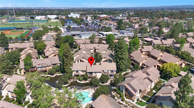 drone / aerial view with a residential view