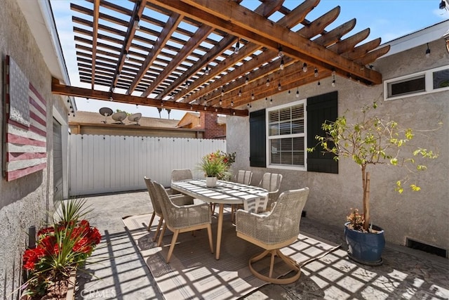 8212 Reading Ave, Los Angeles, CA 90045 - view of patio featuring fence, outdoor dining space, and a pergola