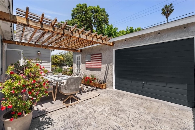 8212 Reading Ave, Los Angeles, CA 90045 - view of patio featuring outdoor dining space, a pergola, and driveway