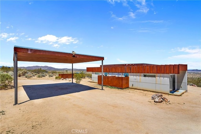 view of patio featuring a mountain view