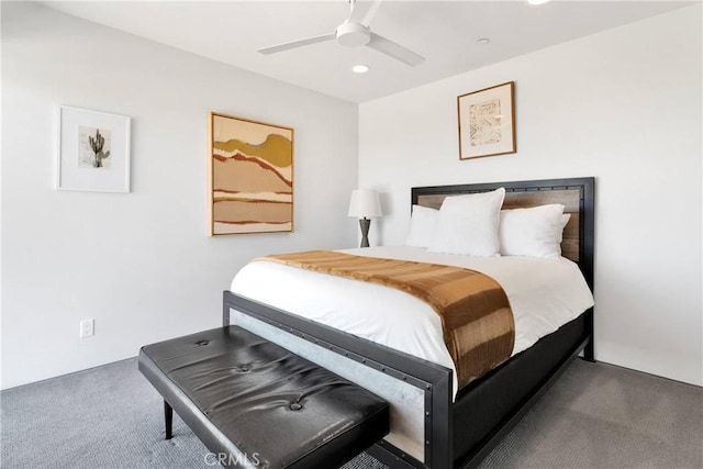 64172 Hollinger Rd, Joshua Tree, CA 92252 - carpeted bedroom featuring recessed lighting and ceiling fan