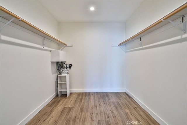 spacious closet featuring light wood-style floors