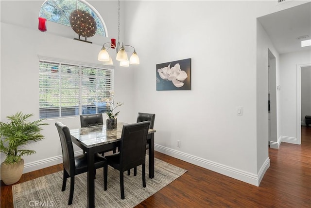 dining room with baseboards, a wealth of natural light, and wood finished floors