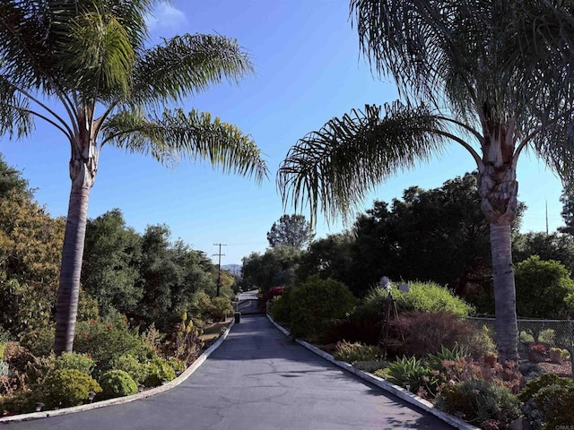 view of road featuring curbs