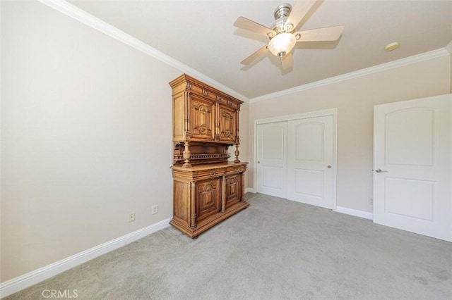 30840 Badger Ct, Coarsegold, CA 93614 - unfurnished bedroom with light carpet, baseboards, and ornamental molding