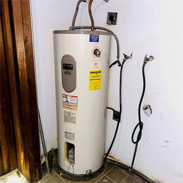 utility room featuring water heater