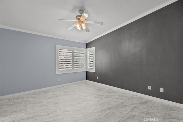27017 Big Rpds Unit 37, Valencia, CA 91354 - spare room featuring ceiling fan, crown molding, and marble look tiles