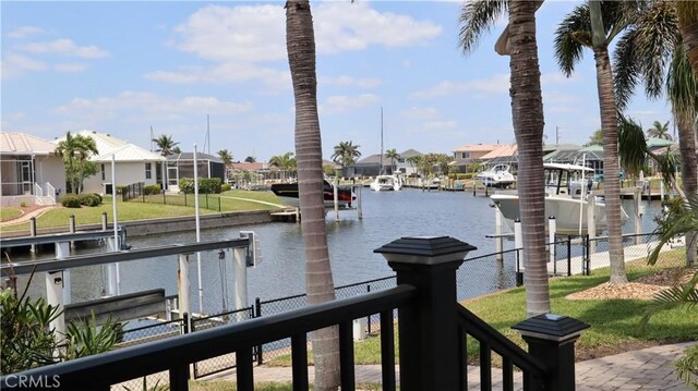 3615 Towhee Court, Punta Gorda, FL 33950 - view of water feature with a boat dock, a residential view, and boat lift