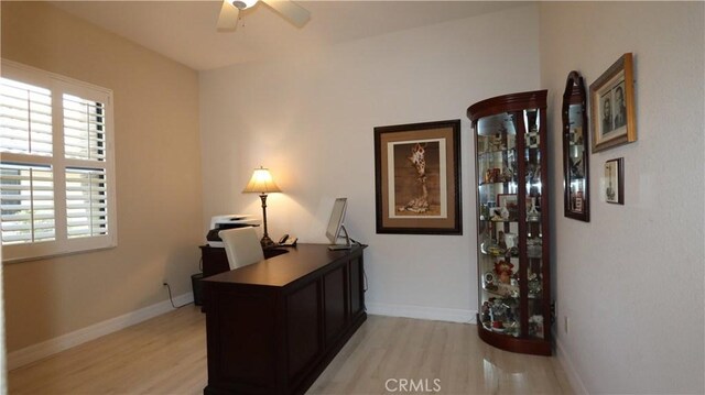 3615 Towhee Court, Punta Gorda, FL 33950 - office space featuring light wood finished floors, baseboards, and a ceiling fan
