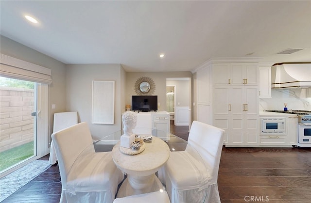 16143 Saint Croix Cir, Huntington Beach, CA 92649 - dining area featuring dark wood-style flooring and recessed lighting
