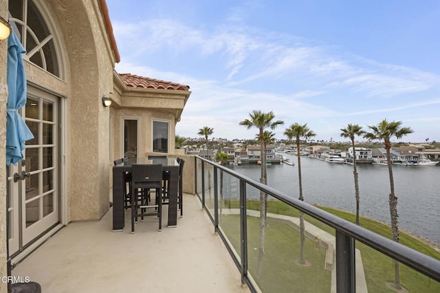 balcony with a water view