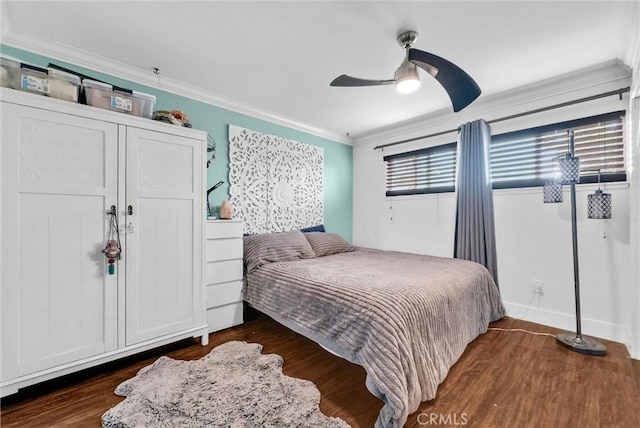 24 S La Salle St, Redlands, CA 92374 - bedroom featuring crown molding, ceiling fan, and wood finished floors