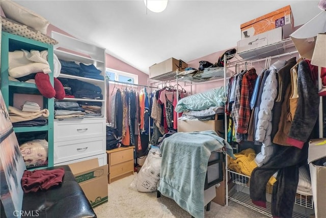 24 S La Salle St, Redlands, CA 92374 - walk in closet featuring vaulted ceiling and light colored carpet