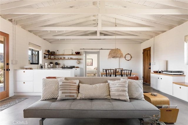 48575 Paradise Ave, Morongo Valley, CA 92256 - living room featuring concrete flooring