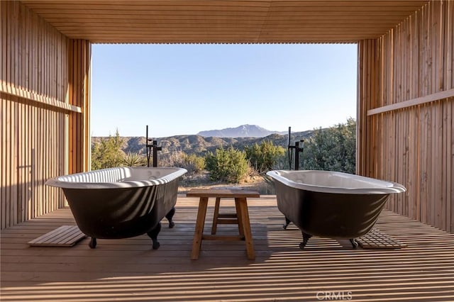 48575 Paradise Ave, Morongo Valley, CA 92256 - wooden deck featuring a mountain view