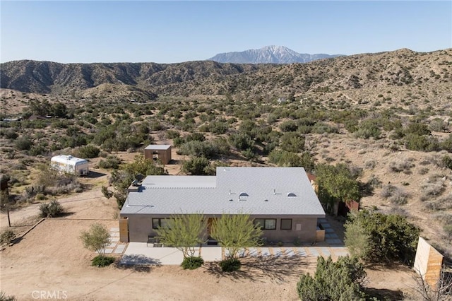 48575 Paradise Ave, Morongo Valley, CA 92256 - aerial view of property and surrounding area with a mountainous background