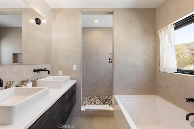48575 Paradise Ave, Morongo Valley, CA 92256 - bathroom featuring a bath and double vanity