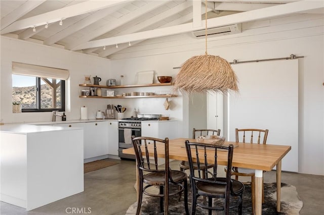 48575 Paradise Ave, Morongo Valley, CA 92256 - dining space with finished concrete floors