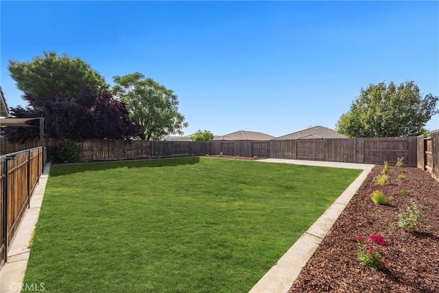 view of yard featuring a fenced backyard