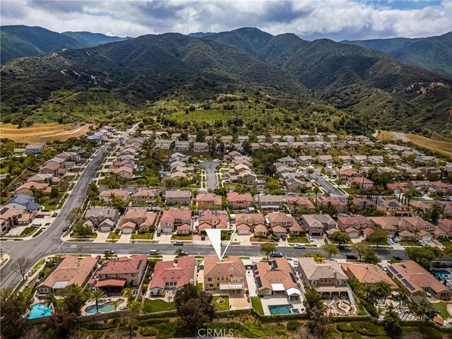 833 W Orange Heights Ln, Corona, CA 92882 - aerial view of property's location featuring a mountain backdrop and nearby suburban area