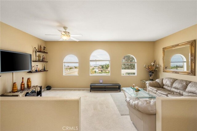 833 W Orange Heights Ln, Corona, CA 92882 - living area featuring carpet and ceiling fan