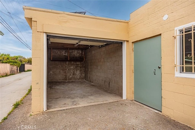 view of garage