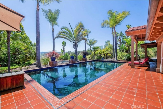 pool with a patio area