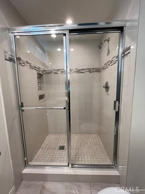 14675 Red Hill Ave, Tustin, CA 92780 - bathroom featuring a stall shower and recessed lighting