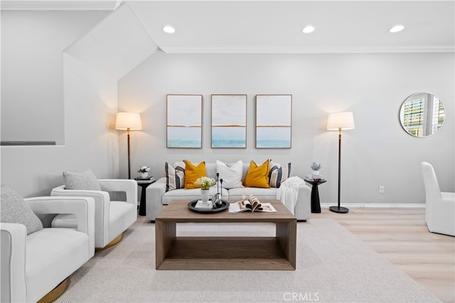 15212 Cambridge St, Tustin, CA 92782 - living room with crown molding, recessed lighting, and wood finished floors