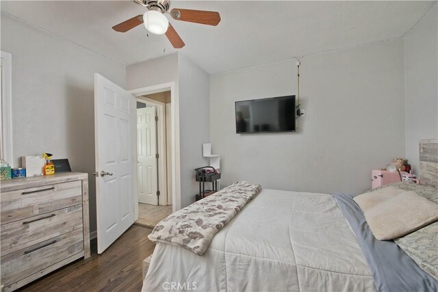15709 Devonshire St, Granada Hills, CA 91344 - bedroom featuring dark wood-type flooring and a ceiling fan