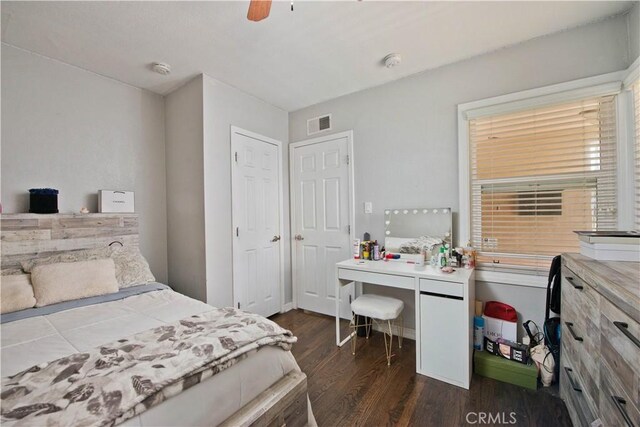 15709 Devonshire St, Granada Hills, CA 91344 - bedroom featuring dark wood-style flooring and ceiling fan