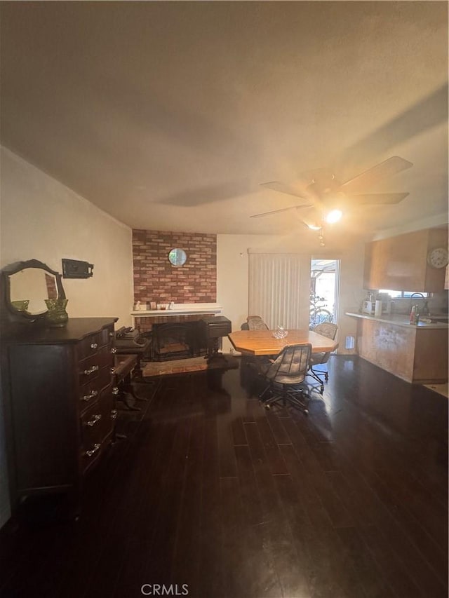 5945 Crystal Hill St, Riverside, CA 92504 - dining area featuring wood finished floors, a ceiling fan, and vaulted ceiling
