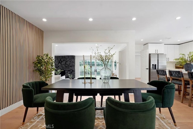 dining space with recessed lighting