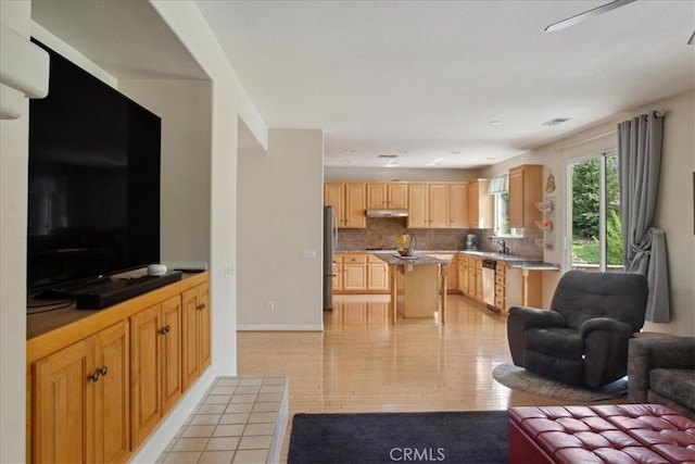 living area with light wood finished floors