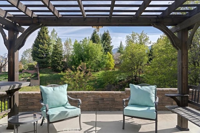 view of patio / terrace featuring a pergola