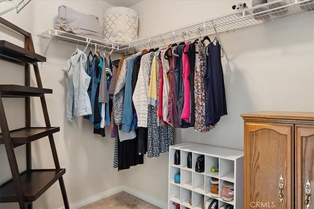 spacious closet with carpet flooring