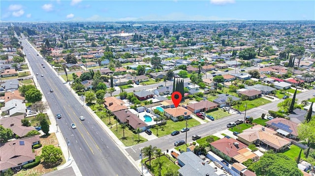 aerial view with a residential view