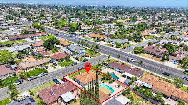 bird's eye view featuring a residential view