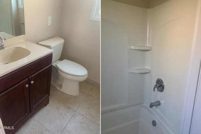 4117 Ocean View Blvd, Montrose, CA 91020 - bathroom featuring toilet, shower / bathing tub combination, tile patterned flooring, and vanity