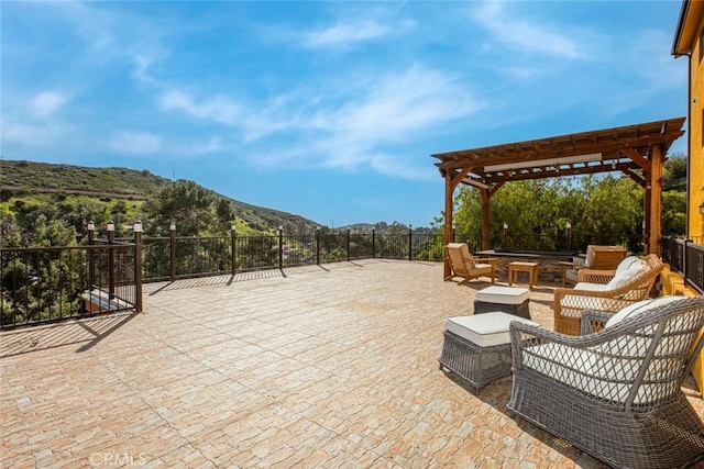9336 Wayside Dr, Sunland, CA 91040 - view of patio / terrace featuring a pergola and a mountain view