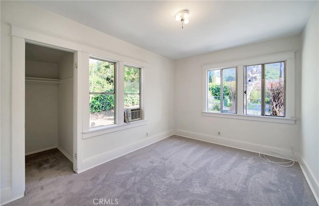unfurnished bedroom with baseboards, multiple windows, and carpet flooring
