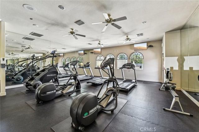 1900 Danbrook Dr Unit 521, Sacramento, CA 95835 - exercise room with a ceiling fan and baseboards