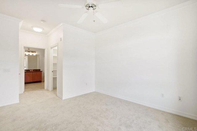 1465 C St Unit 3604, San Diego, CA 92101 - empty room with crown molding, light colored carpet, a ceiling fan, and a smoke detector