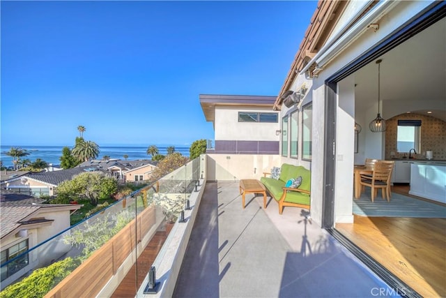 balcony with a water view